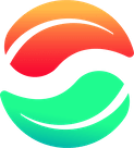 The Southern Fruits Logo without textual element, a yin yang like circle in orange and green gradients